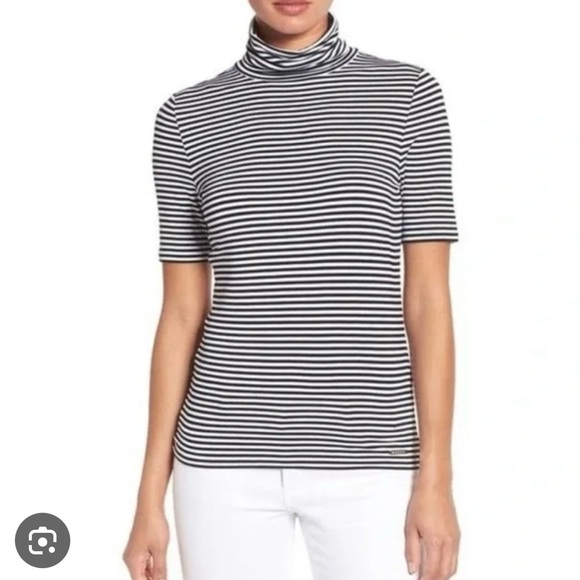 Micheal Kors mock striped turtleneck - Picture 1 of 2
